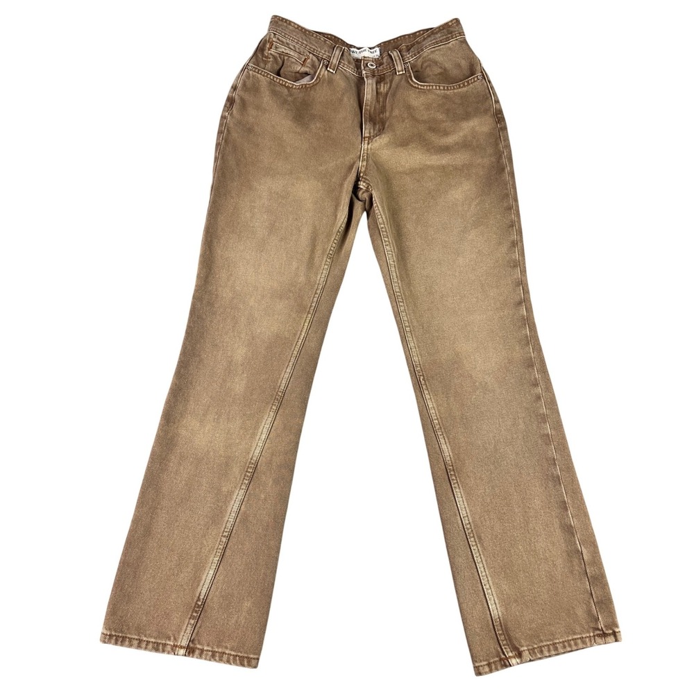 We The Free Xena High Rise Straight Leg Jeans in Brown Wash
